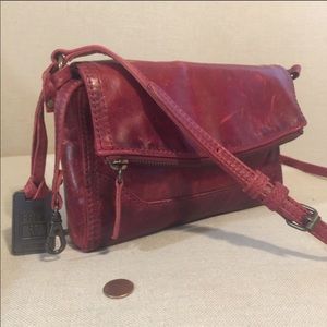 Frye Crossbody RED Distressed Leather